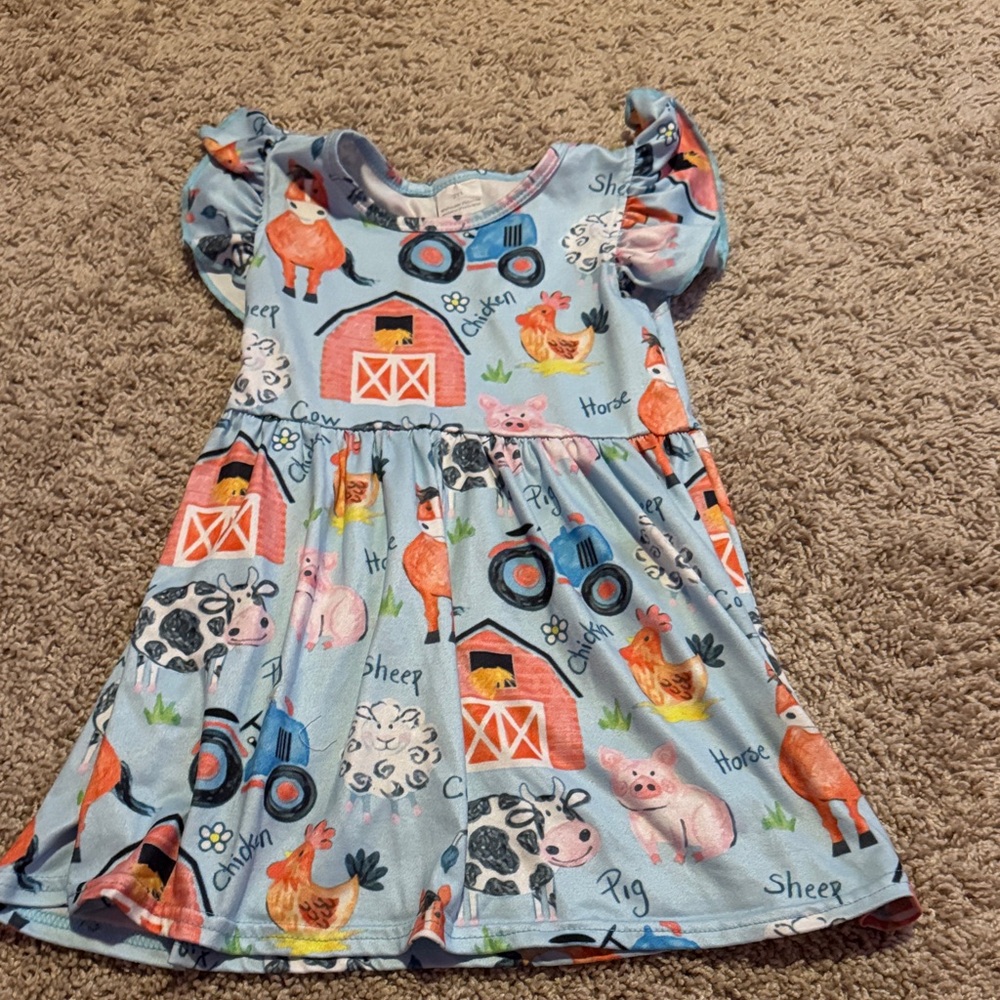 Farm Animal Print Kids Dress